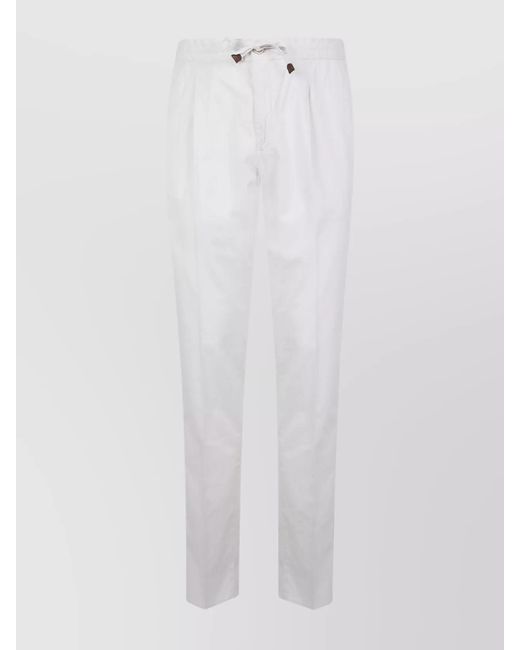 Incotex White Cotton Tapered-Leg Trousers for men