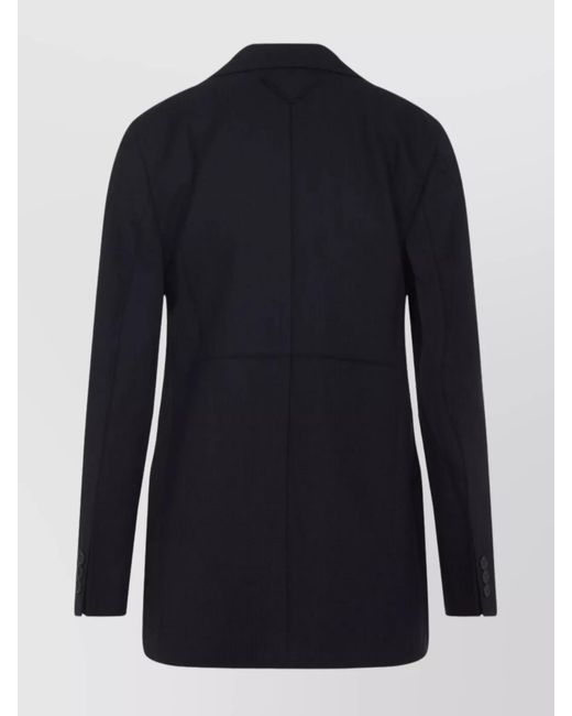 Prada Blue Virgin Wool Single-Breasted Blazer
