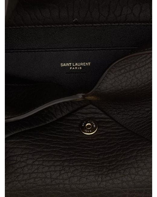 Saint Laurent Black Cassandre Large Leather Clutch Bag