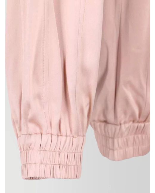 Sa Su Phi Pink Straight Leg Pants Elastic Waist Cuffs Pockets