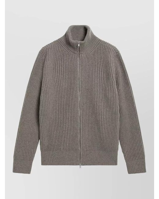 MM6 by Maison Margiela Gray High Collar Long Sleeve Ribbed Knit Sweater for men