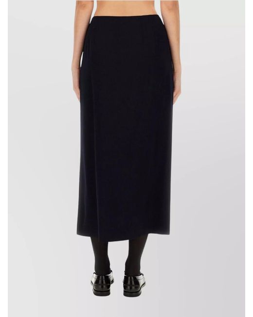 Moschino Blue Wool Pleated Midi Skirt