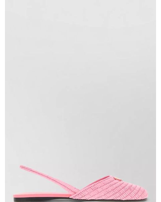 Prada Pink Raffia Ballerinas Flat Sole Open Back