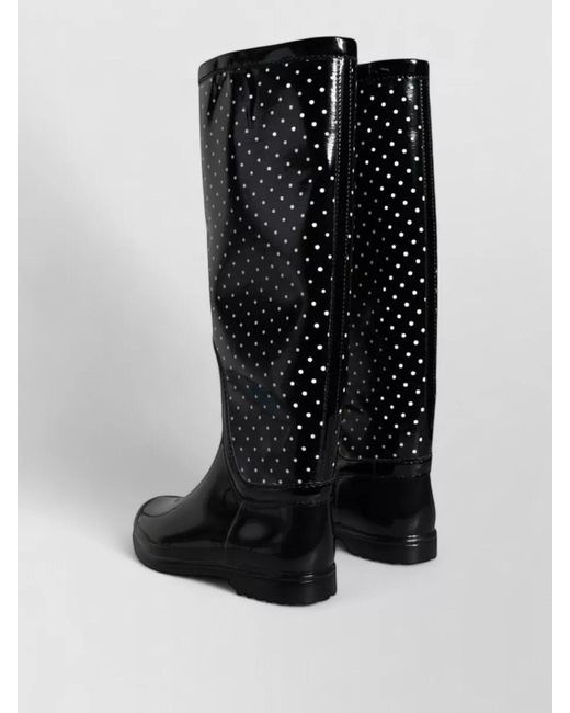 Dolce & Gabbana Black Polka Dot Knee High Rubber Rain Boots