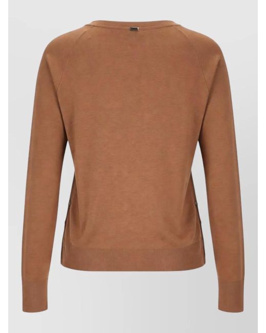 Herno Brown Knit Pullover Long Sleeves Round Neck Buttons
