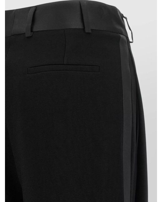 Alberto Biani Black Asymmetrical Panel Trousers Tailored Stripe Design
