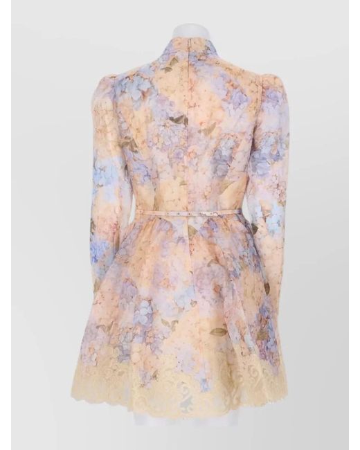Zimmermann Pink Linen Silk Mini Dress