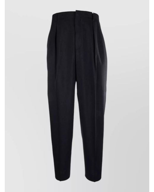 Cellar Door Blue Pleated Trousers Button Detail Belt Loops Pockets for men