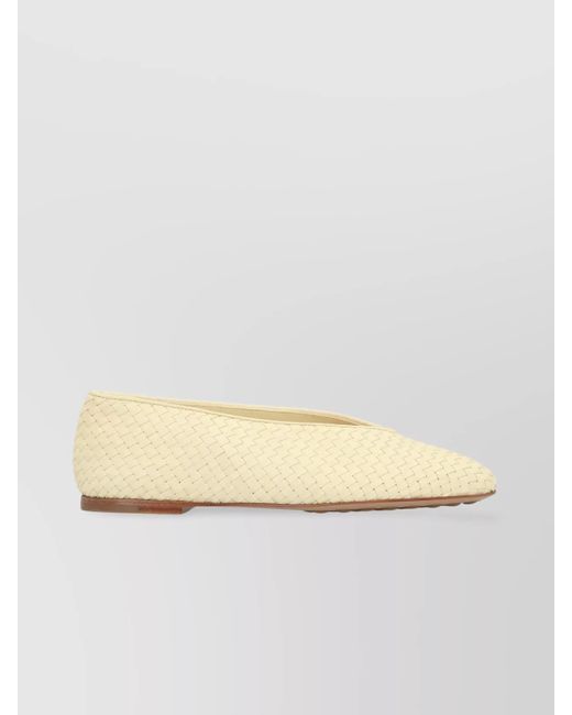 Bottega Veneta Natural Rosa Woven Intrecciato Rubber Studs Ballerina