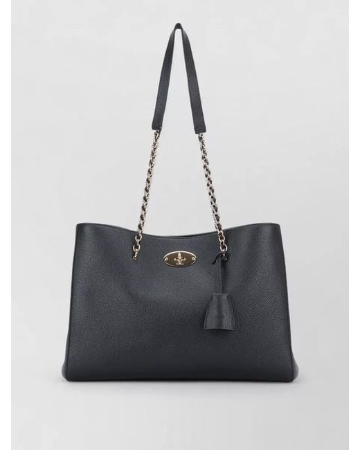 Mulberry Black Lily Small Chain Shoulder Tote Pebbled Texture