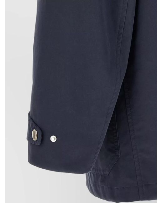 Brunello Cucinelli Blue Techno Cotton Jacket High Collar Design for men