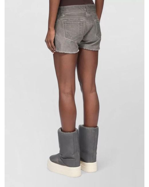 Rick Owens Gray Lana Mid Rise Raw Hem Denim Shorts