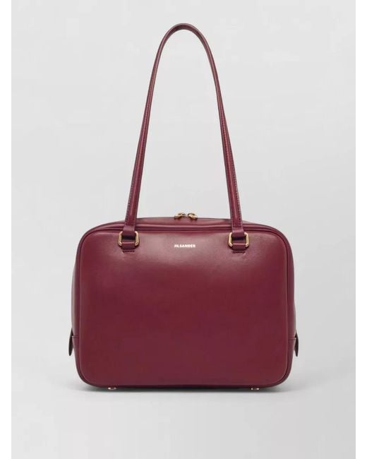 Jil Sander Red Vision Medium Leather Shoulder Bag