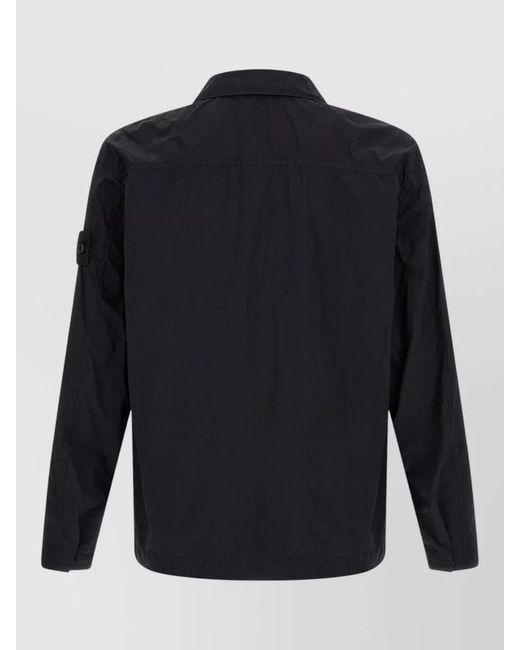 Stone Island Blue Ghost Badge Overshirt Lightweight Long Sleeves for men