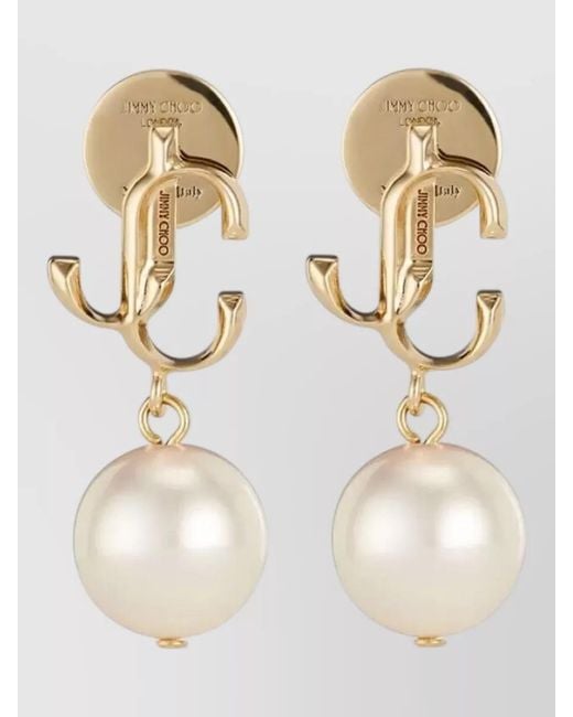 Jimmy Choo Natural Metal Pearl Stud Earrings