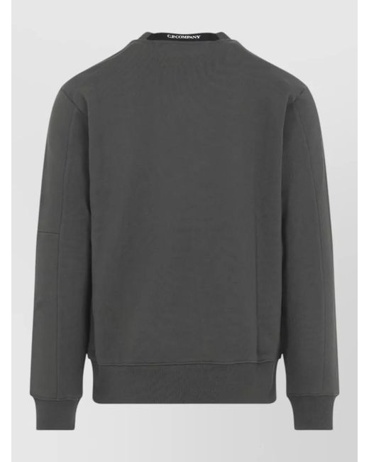C P Company Gray Cotton Sweatshirt Lens Sleeve Zip Pocket for men