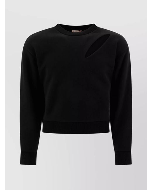 McQueen Black Cotton Cutout Sweatshirt