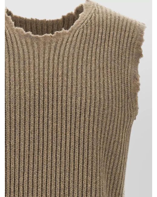 MM6 by Maison Margiela Natural Ribbed Wool Blend Vest for men