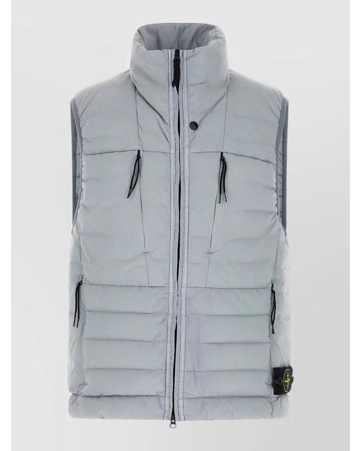 Stone Island Gray G100011 Padded High Collar Vest Pockets for men