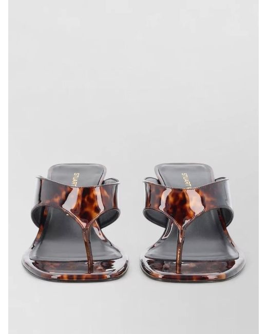 Stuart Weitzman Gray Sandal Open Toe Wedge Heel Tortoiseshell Pattern