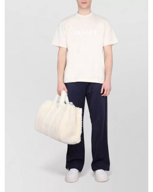 Sunnei White Logo Crew Neck T Shirt Soft Fabric for men