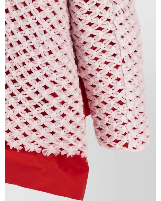 Comme des Garçons Red Asymmetric Tulle Single-Breasted Coat