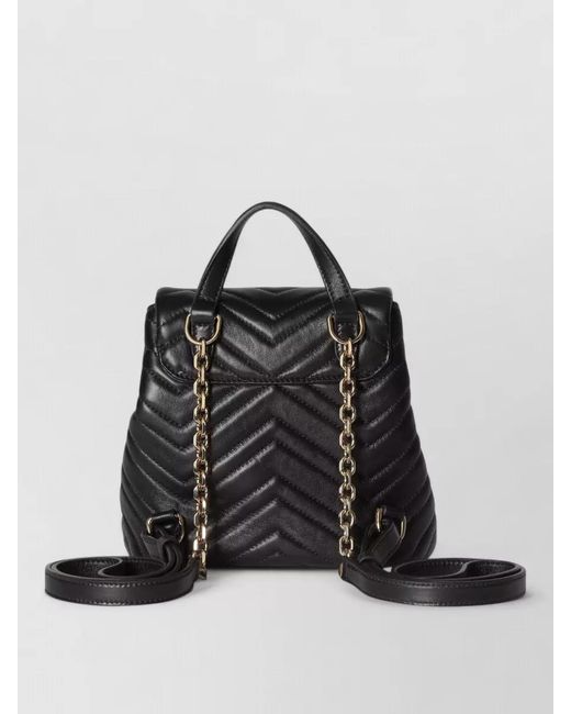 Gucci Black Gg Marmont Mini Leather Chain Backpack