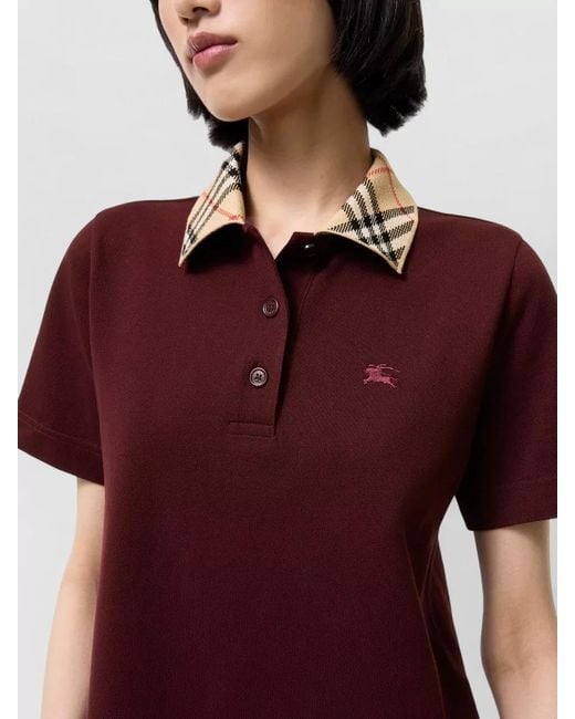 Burberry Red Cotton Slim-Fit Mini Polo Dress