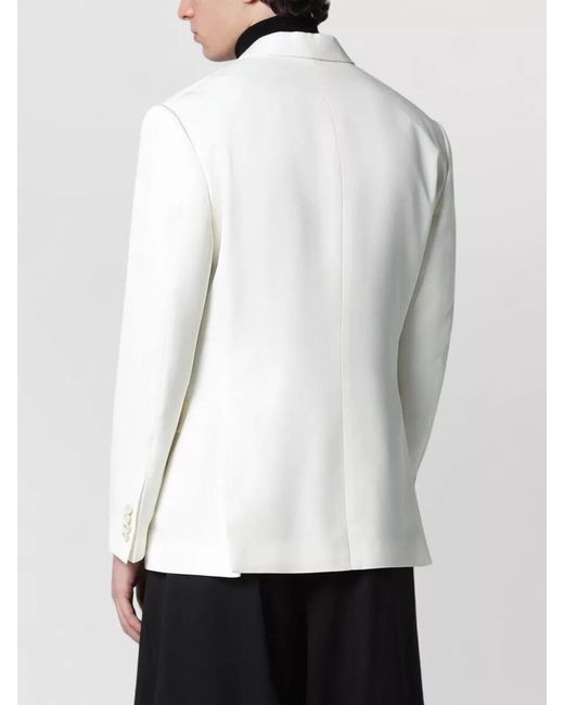 Lardini White Viscose Silk Double-Breasted Coat for men