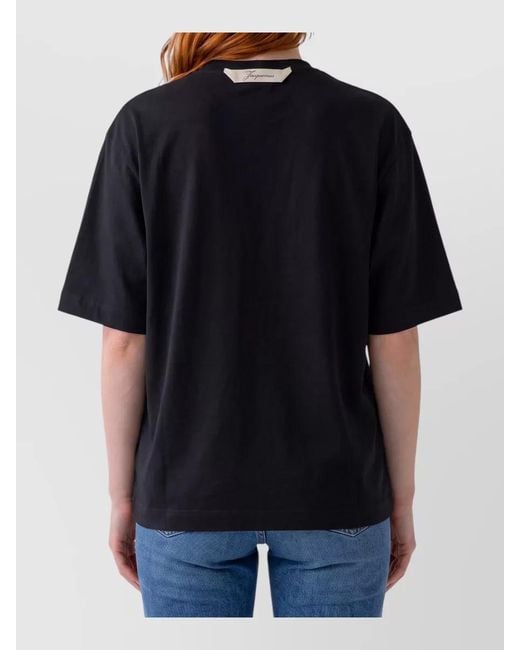 Jacquemus Black Short Sleeve Square Neck Jersey Top