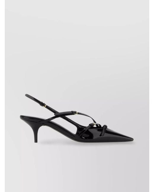 Miu Miu Metallic Leather Strappy Sling Back Kitten Pumps