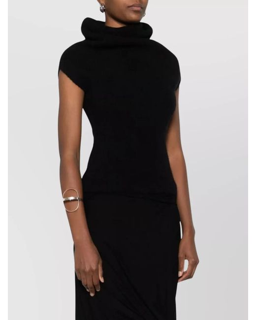 Rick Owens Black Alpaca Wool Sleeveless Cowl Neck Knitted Top