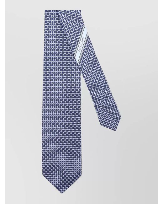 Ferragamo Blue Bow Tie Geometric Pattern Printed Design for men