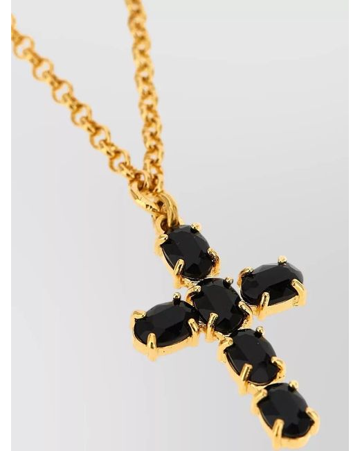 Dolce & Gabbana White Crystal Cross Bracelet Adjustable Chain Design