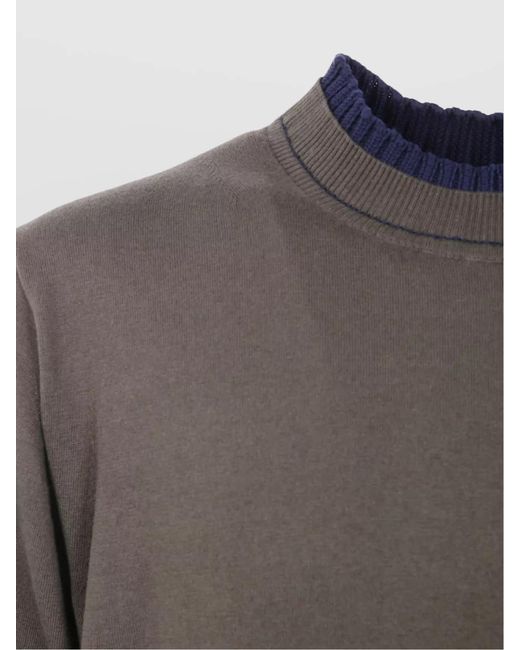 Sacai Gray Cashmere Cotton Knit Pullover for men