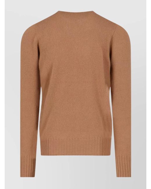Drumohr Brown Lambswool Crewneck Jumper for men
