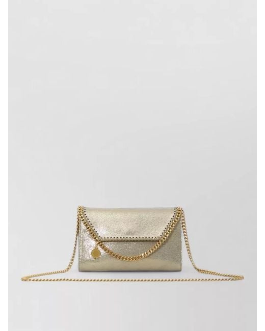 Stella McCartney White Falabella Chain Clutch Bag Metallic Finish