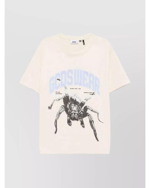Gcds Natural Spider Graphic Print Crew Neck T-Shirt for men