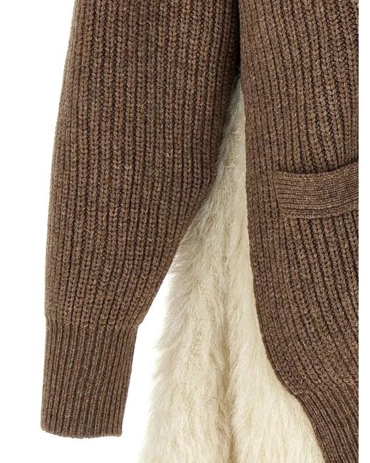 Undercover Natural Longline Cardigan Contrast Trims Front Pockets