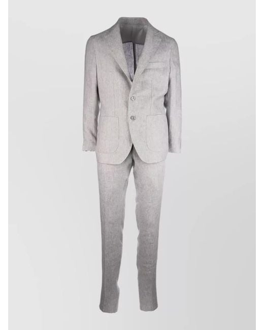 Colamarino Gray Single Breasted Suit Notch Lapel Back Vent for men