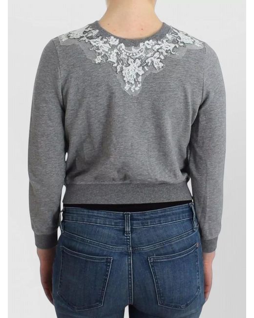 Ermanno Scervino Gray Cropped Embroidered Cardigan