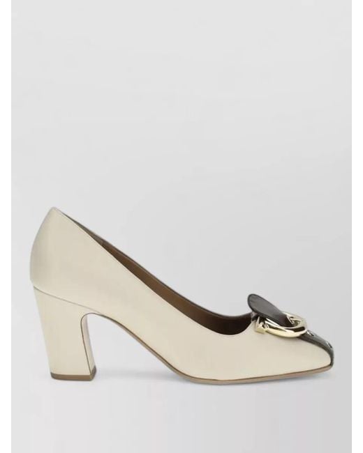 Ferragamo Natural Leather High Heel Pumps