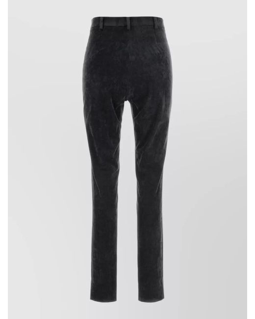Gucci Black Stretch Velvet Slim Fit Trousers Belt Loops