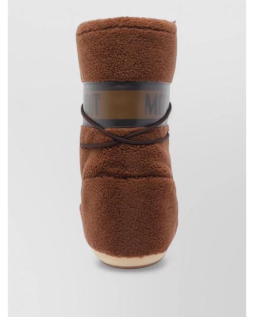 Moon Boot Brown Faux Fur Flat Sole High Ankle Boots