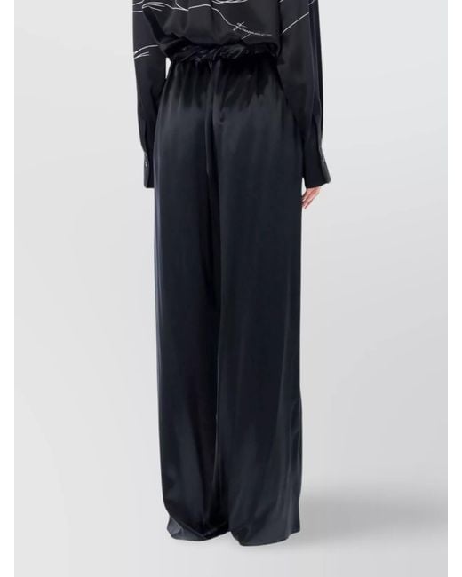 Ferragamo Blue Satin Wide-Leg Trousers