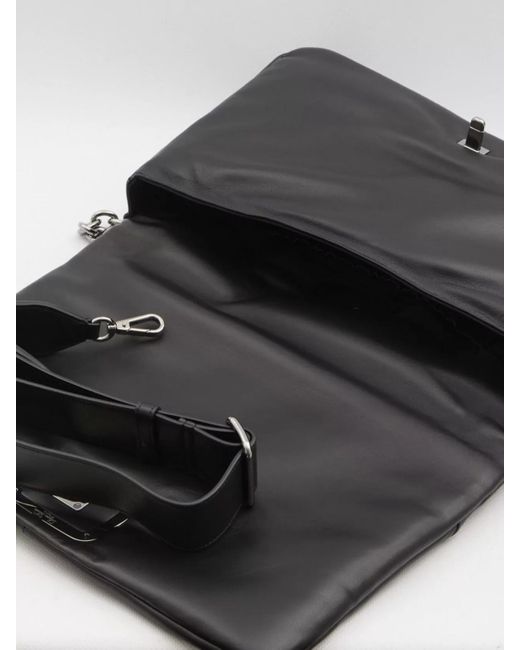 Roger Vivier Black Leather Draped Large Shoulder Bag