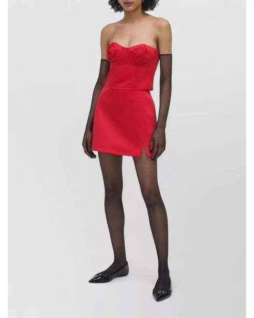 Marc Jacobs Red Satin Bias-Cut High-Rise Above-Knee Skirt
