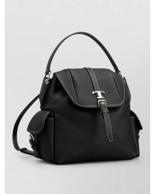 Tod's Black Mini Leather Bucket Backpack Contrast Stitching