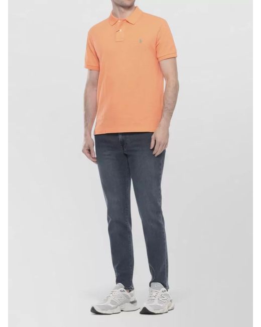 Ralph Lauren Orange Cotton Short-Sleeve Polo Shirt for men