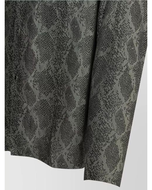 Needles Gray Western Snakeskin Shirt Long Sleeves Collar for men